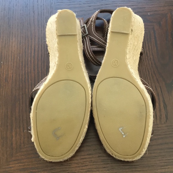 DIBA Wedge Platform Sandals Brown Straw Wedge NEW - Picture 2 of 5